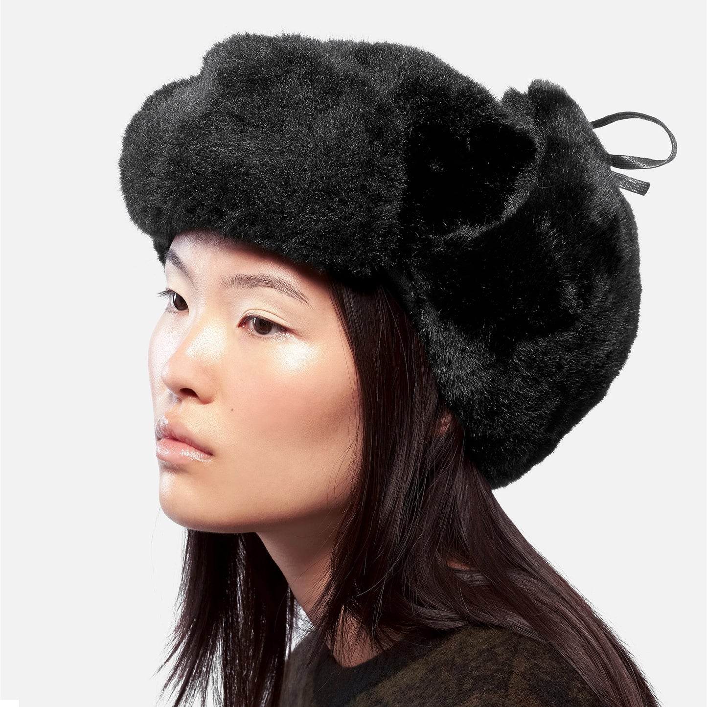 Kangol Fliegermütze aus Kunstfell - Schwarz