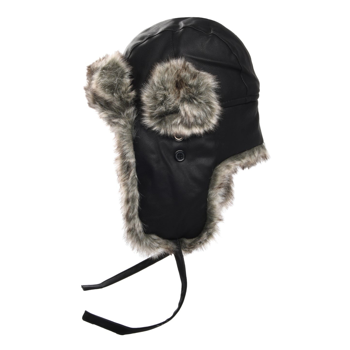 Jaxon & James Verwitterte Fliegermütze aus Kunstleder - Schwarz