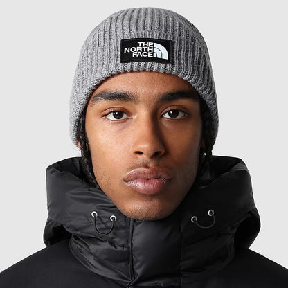 The North Face TNF Logo Box Cuffed Fisherman Beanie Mütze - Mittelgrau