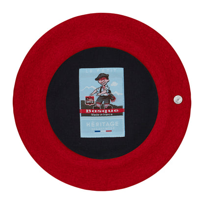 Laulhère Kinder Petit Basque Baskenmütze aus Merinowolle - Rot