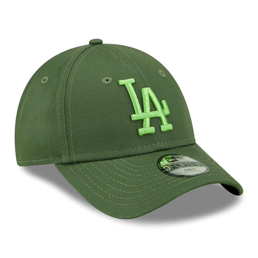 New Era Kinder 9FORTY L.A. Dodgers Baseball Cap - MLB League Essential II - Olivgrün