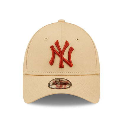 New Era Kinder 9FORTY New York Yankees Baseball Cap - MLB League Essential - Hellbeige-Orange