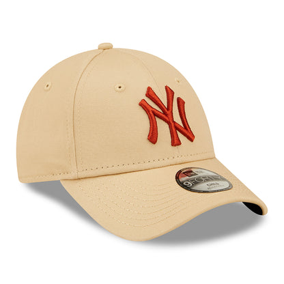 New Era Kinder 9FORTY New York Yankees Baseball Cap - MLB League Essential - Hellbeige-Orange