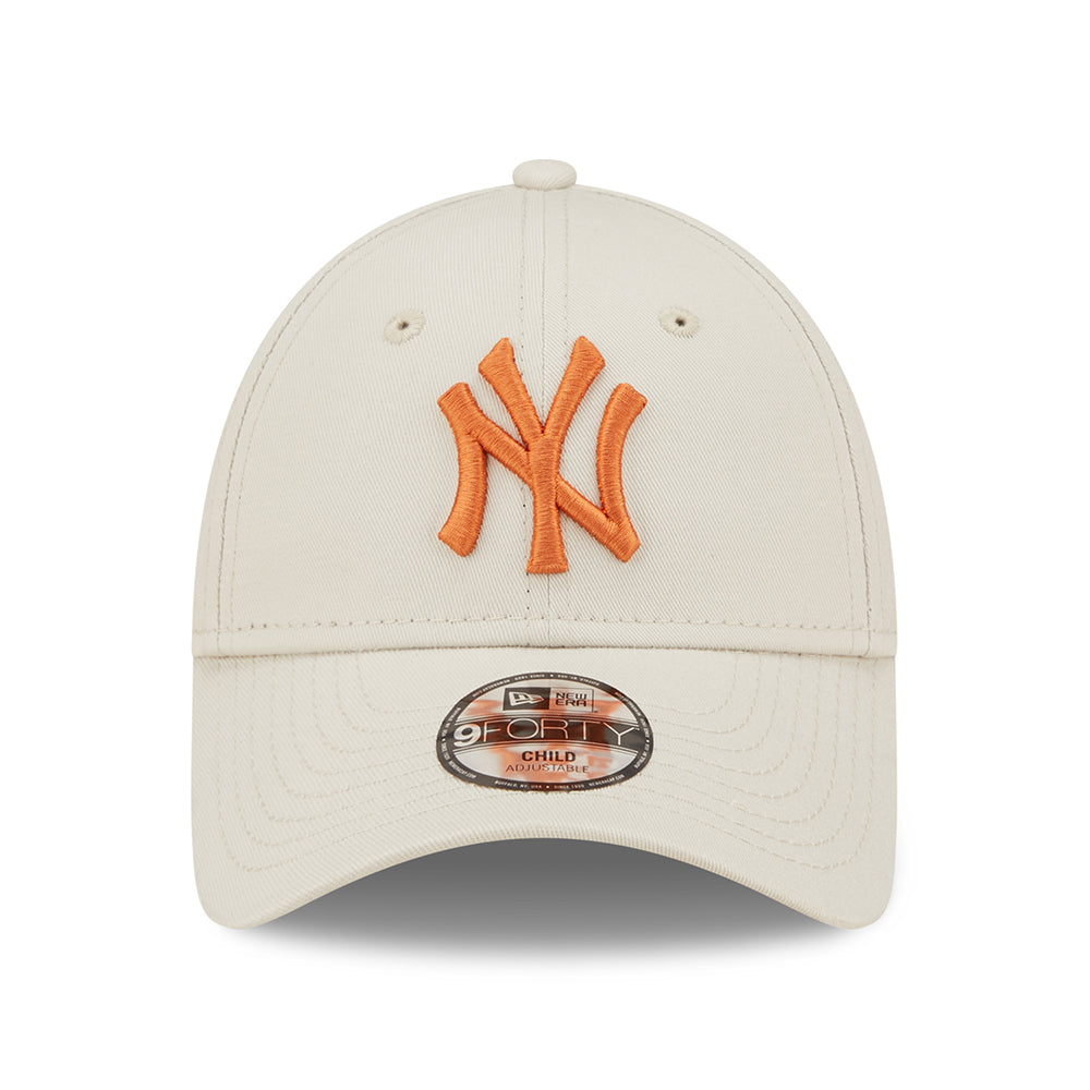 New Era Kinder 9FORTY New York Yankees Baseball Cap - MLB League Essential - Steingrau-Verbranntes Orange