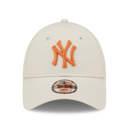 New Era Kinder 9FORTY New York Yankees Baseball Cap - MLB League Essential - Steingrau-Verbranntes Orange