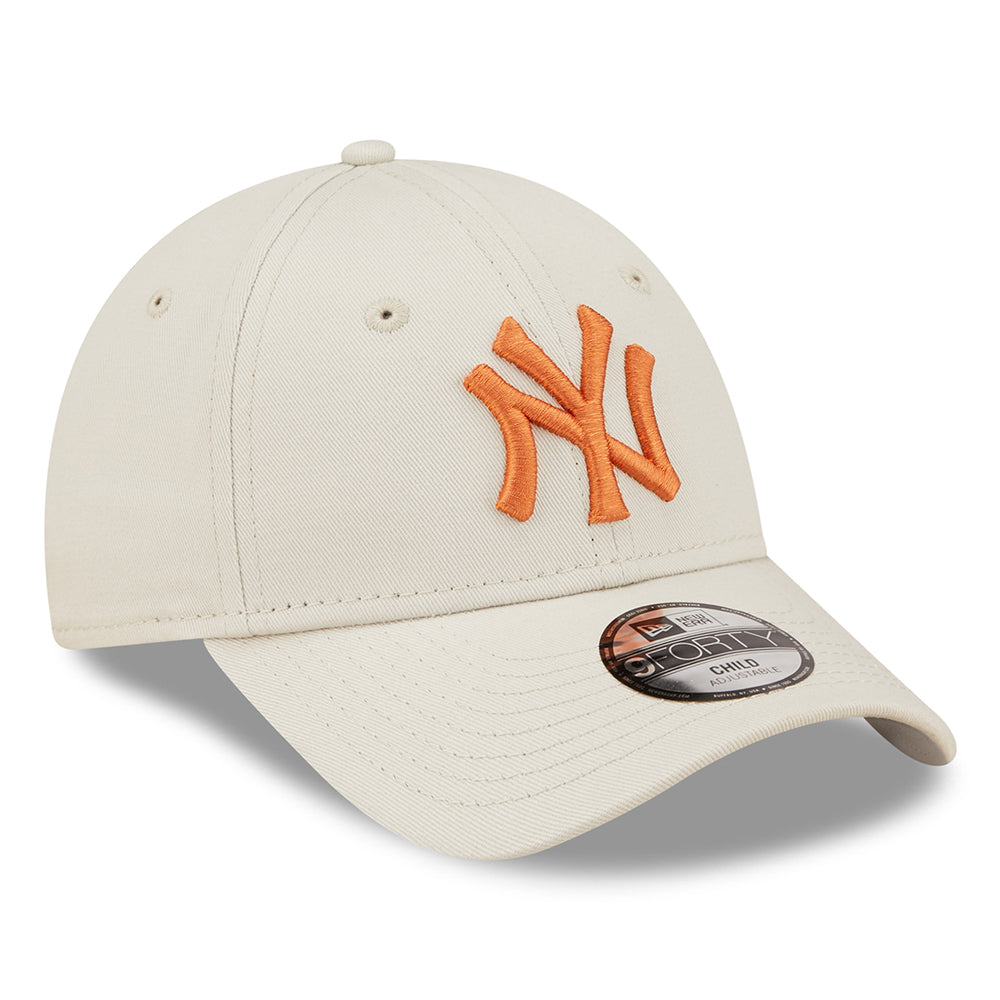 New Era Kinder 9FORTY New York Yankees Baseball Cap - MLB League Essential - Steingrau-Verbranntes Orange