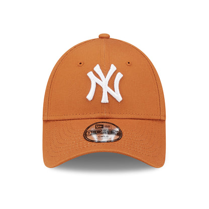 New Era Kinder 9FORTY New York Yankees Baseball Cap - MLB League Essential - Verbranntes Orange-Weiß