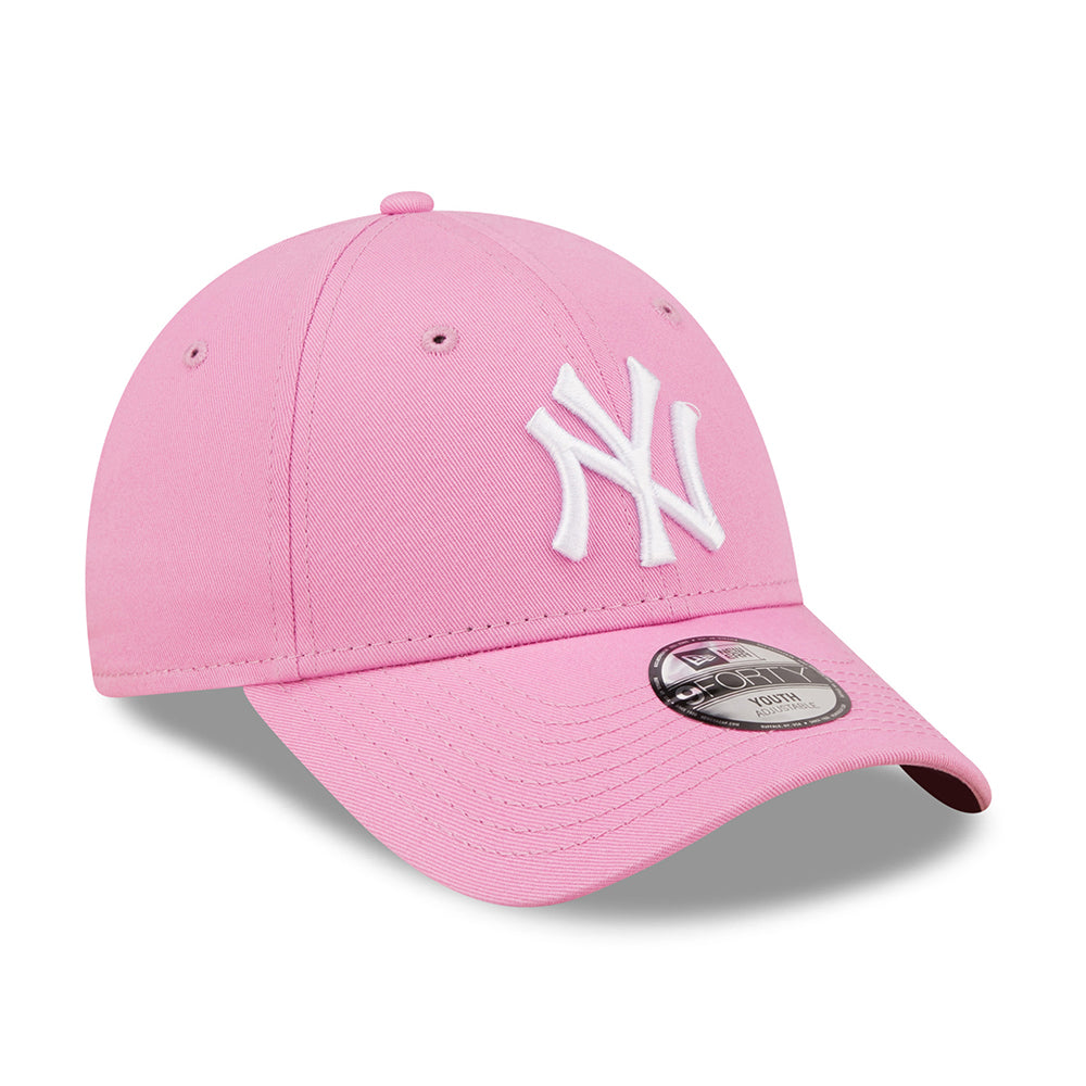 New Era Kinder 9FORTY New York Yankees Baseball Cap - MLB League Essential - Pink-Weiß