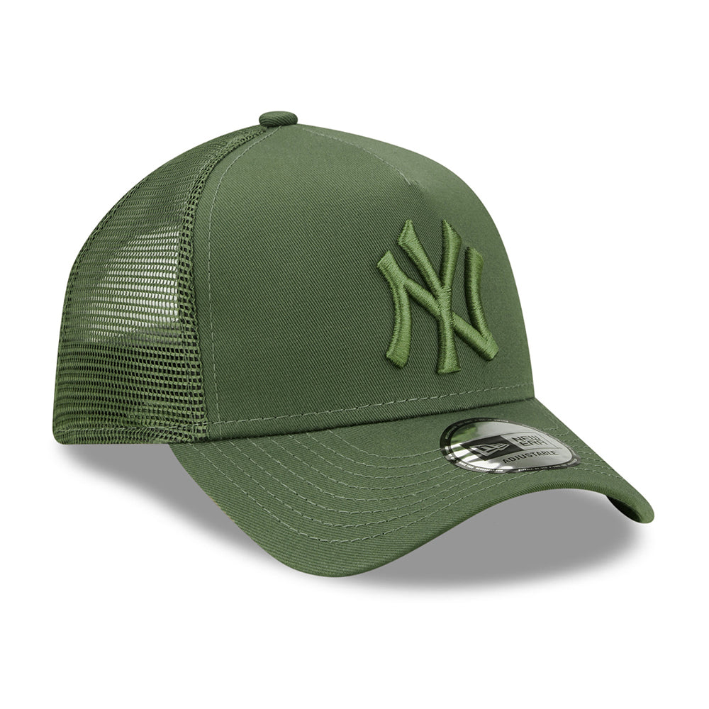 New Era Kinder A-Frame New York Yankees Trucker Cap - MLB Tonal Mesh - Olivgrün