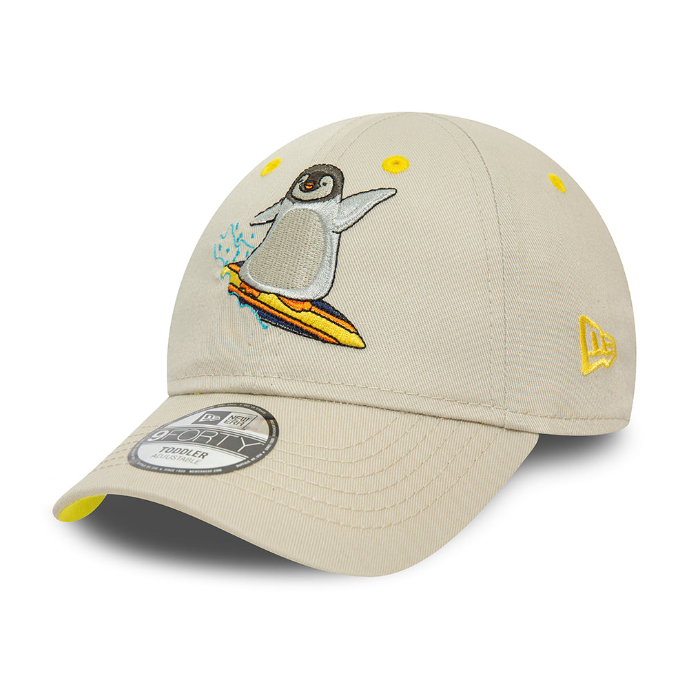 New Era Kinder 9FORTY Penguin Baseball Cap - NE Character - Steingrau-Gelb