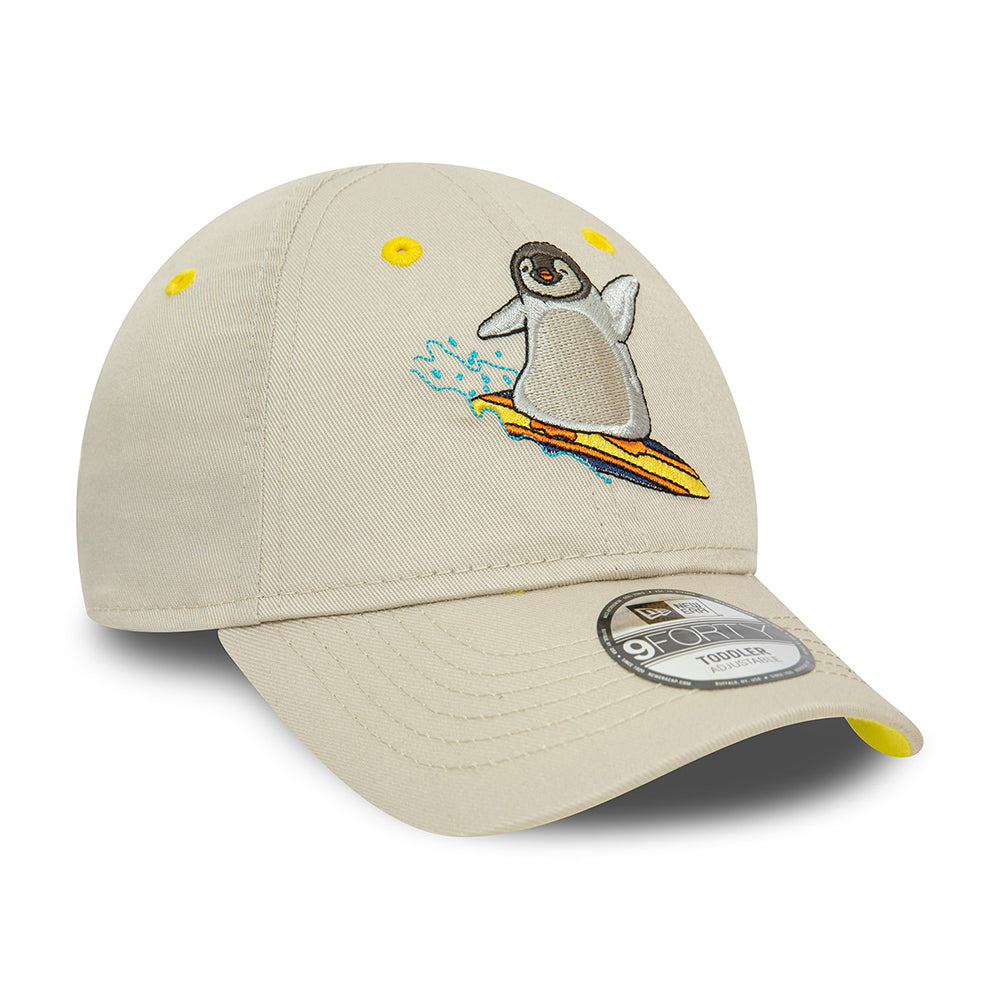 New Era Kinder 9FORTY Penguin Baseball Cap - NE Character - Steingrau-Gelb