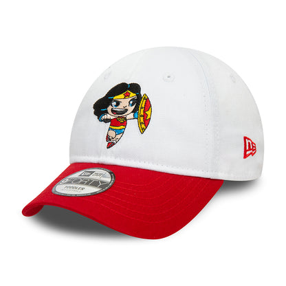 New Era Kinder 9FORTY Wonder Woman Baseball Cap - DC Comics Hero - Weiß-Scharlachrot