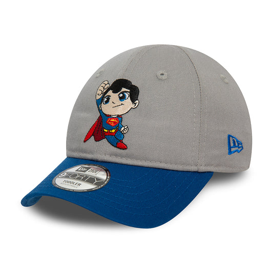 New Era Kinder 9FORTY Superman Baseball Cap - DC Comics Hero - Grau-Blau