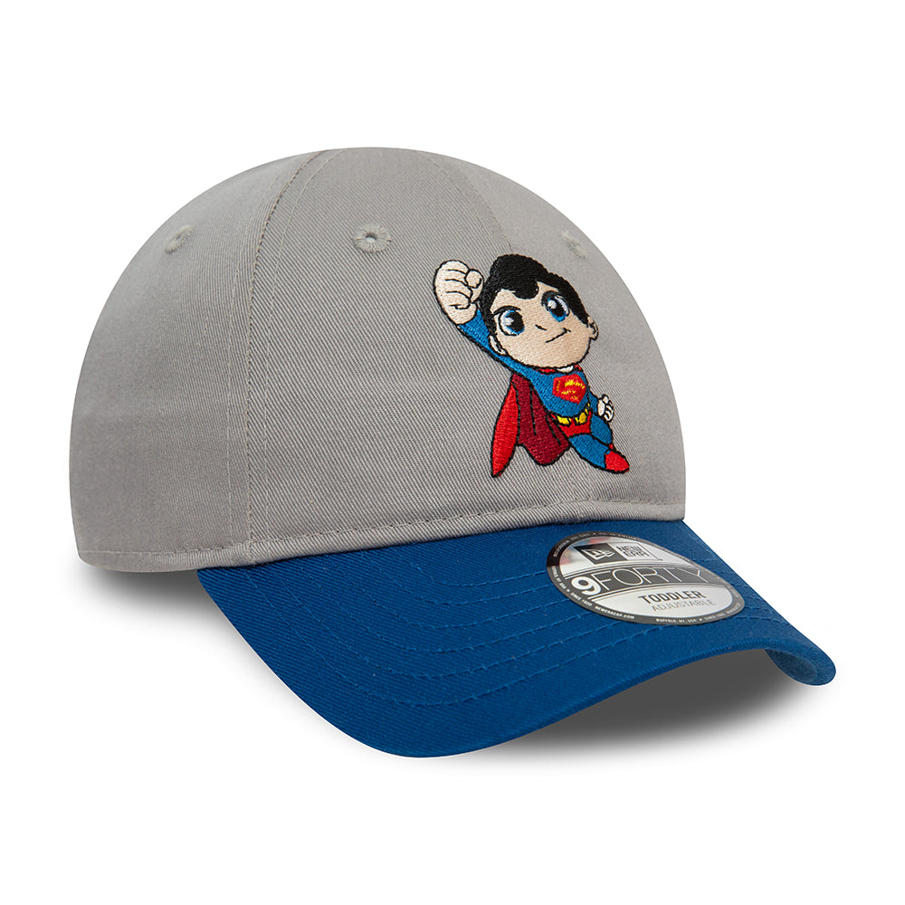 New Era Kinder 9FORTY Superman Baseball Cap - DC Comics Hero - Grau-Blau