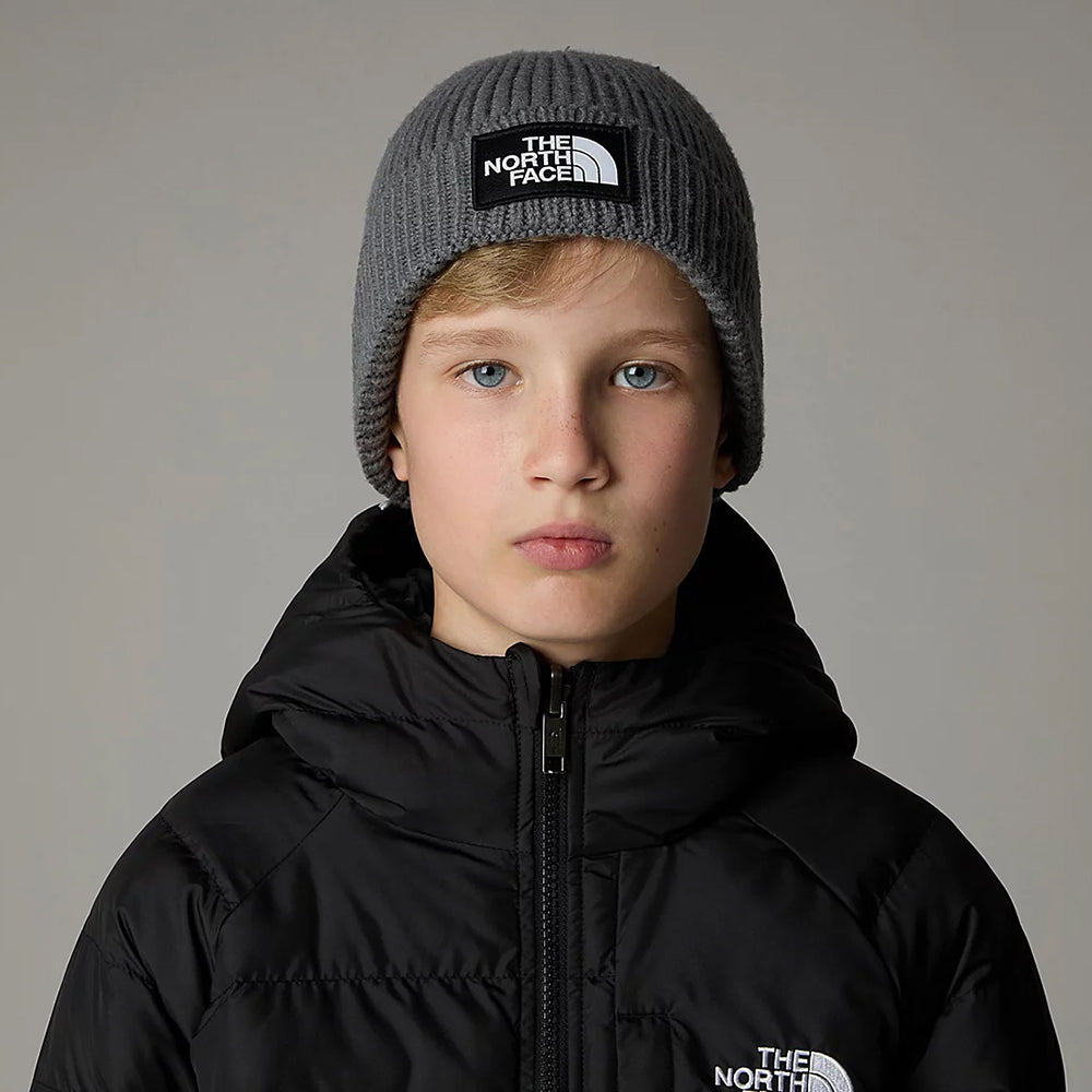 The North Face Kinder TNF Box Logo Cuffed mit Umschlag Beanie Mütze - Mittelgrau