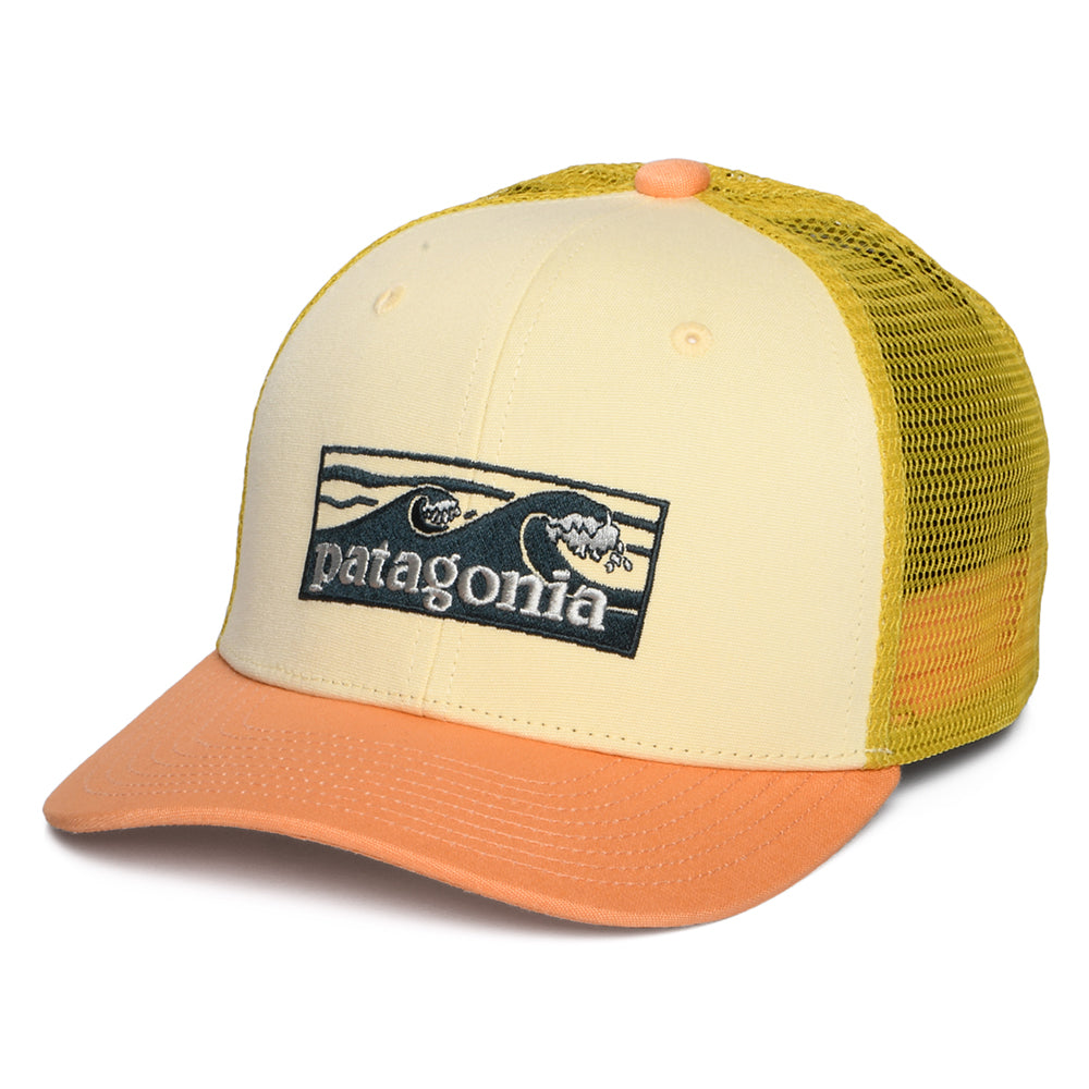 Patagonia Kinder Boardshort Logo Tones Trucker Cap aus organischer Baumwolle - Buttermilch-Pfirsich-Moosgrün