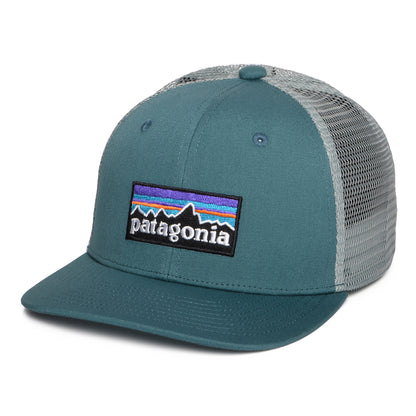 Patagonia Kinder P-6 Logo Trucker Cap aus organischer Baumwolle - Dunkles Petrol
