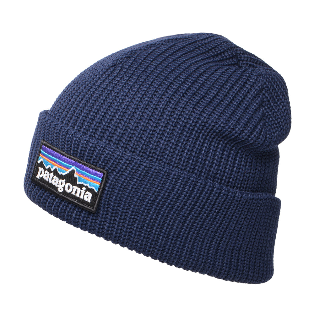 Patagonia Kinder P-6 Logo Recycled Beanie Mütze - Marineblau