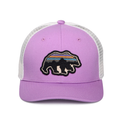 Patagonia Kinder Back for Good Bear Trucker Cap aus organischer Baumwolle - Lila-Weiß