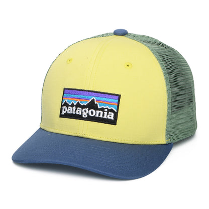 Patagonia Kinder P-6 Logo Trucker Cap aus organischer Baumwolle - Gelb-Blau- Meergrün