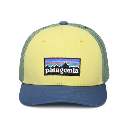 Patagonia Kinder P-6 Logo Trucker Cap aus organischer Baumwolle - Gelb-Blau- Meergrün
