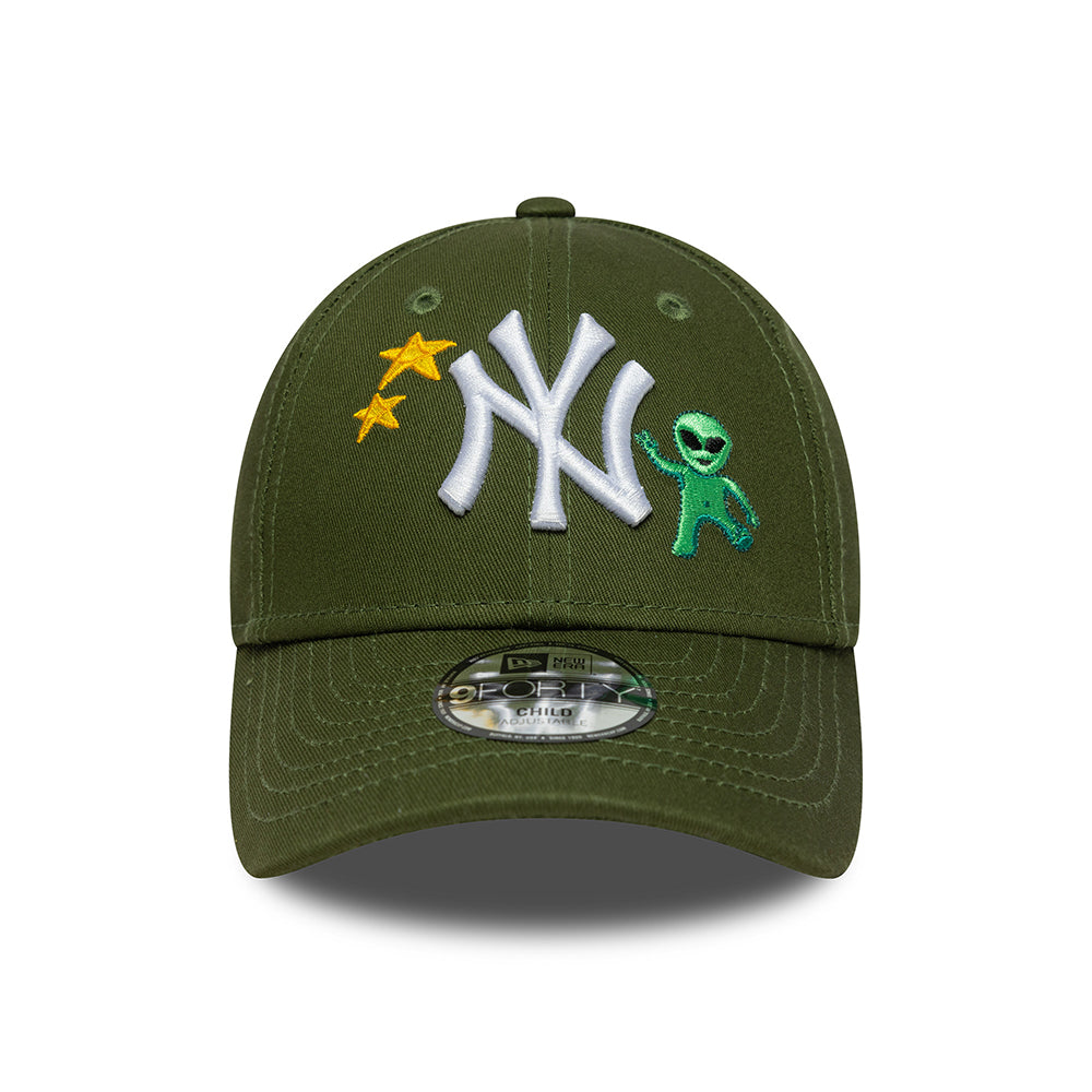 New Era Kinder 9FORTY New York Yankees Baseball Cap - MLB Space Icon - Moosgrün