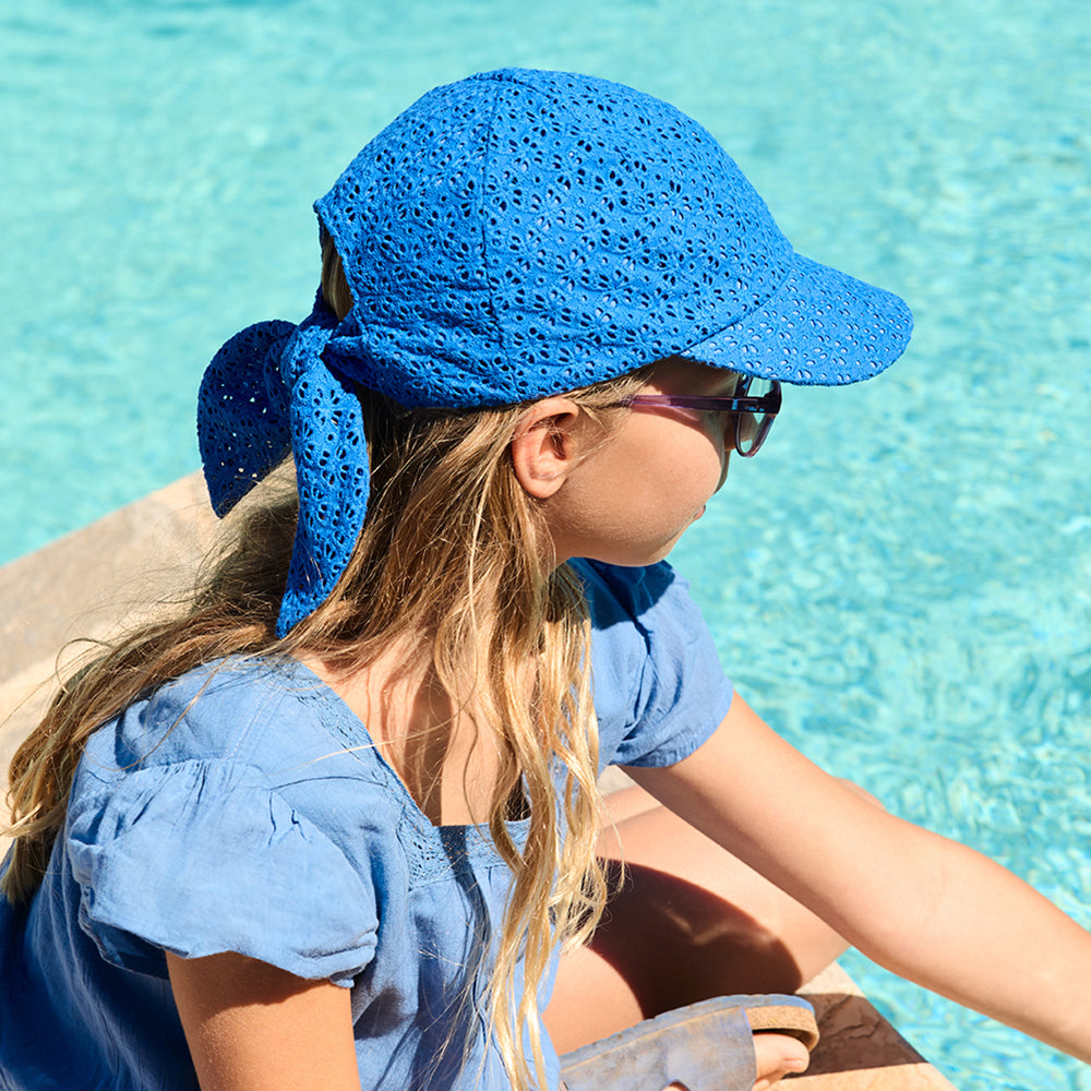 Barts Kinder Wuppy Sonnen-Cap Broderie Anglaise aus Baumwolle - Königsblau