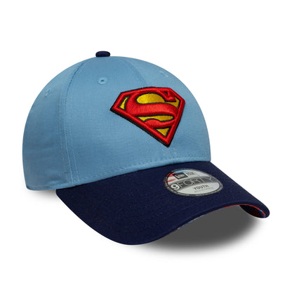 New Era Kinder 9FORTY Superman Baseball Cap - DC Comics - Himmelblau-Marineblau