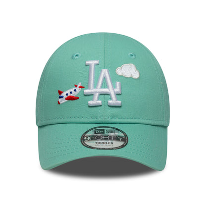 New Era Kinder 9FORTY L.A. Dodgers Baseball Cap - MLB Plane Icon - Aquamarinblau
