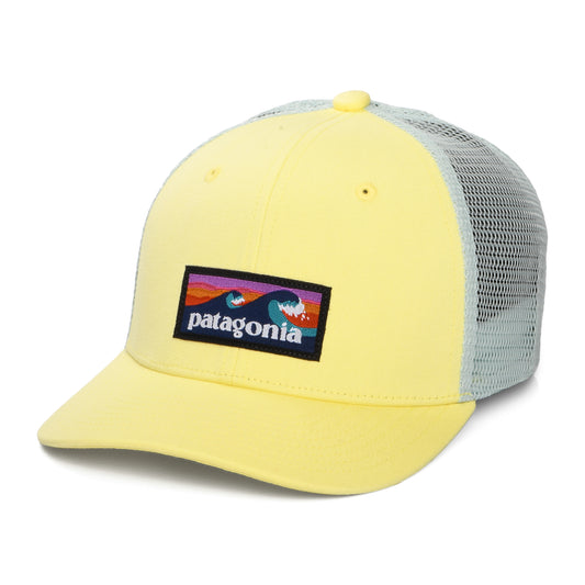 Patagonia Kinder Boardshort Logo Trucker Cap aus organischer Baumwolle - Zitronengelb-Meergrün