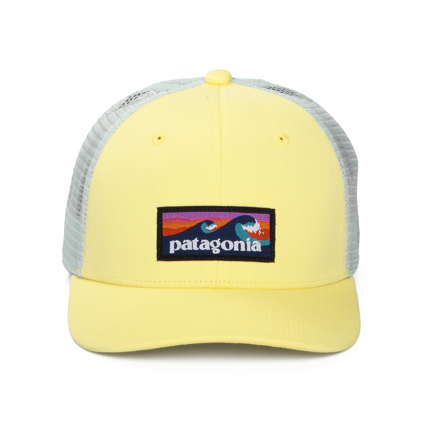 Patagonia Kinder Boardshort Logo Trucker Cap aus organischer Baumwolle - Zitronengelb-Meergrün