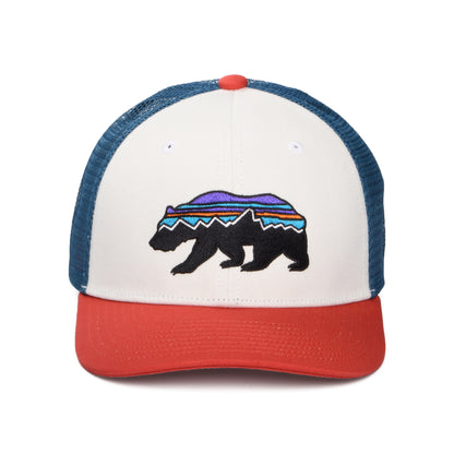 Patagonia Kinder Fitz Roy Bear Trucker Cap aus organischer Baumwolle - Weiß-Rot-Blau