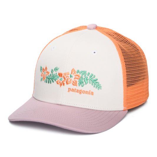 Patagonia Kinder Friends Lei Trucker Cap aus organischer Baumwolle - Weiß-Violett-Pfirsich
