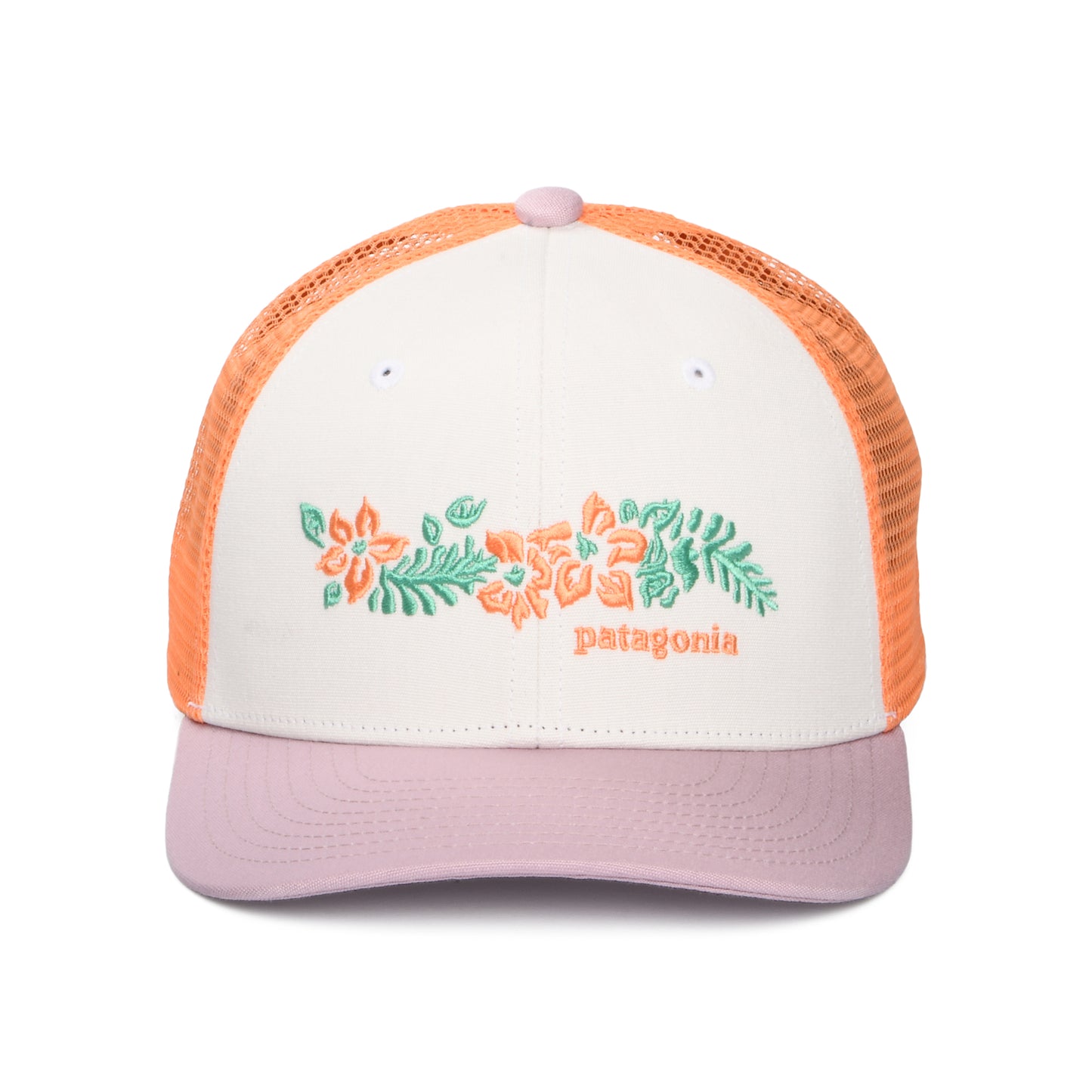 Patagonia Kinder Friends Lei Trucker Cap aus organischer Baumwolle - Weiß-Violett-Pfirsich