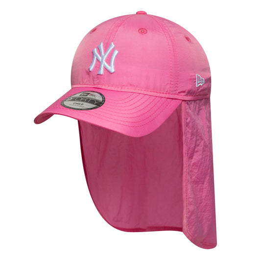 New Era Kinder 9FORTY New York Yankees Cap mit Ohrenklappen - MLB Sun Shield - Pink-Weiß