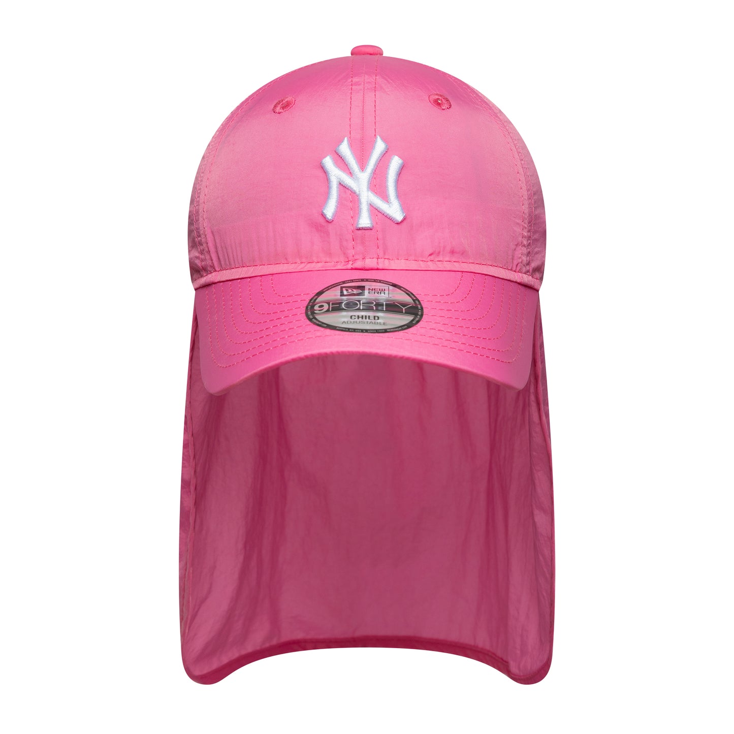 New Era Kinder 9FORTY New York Yankees Cap mit Ohrenklappen - MLB Sun Shield - Pink-Weiß