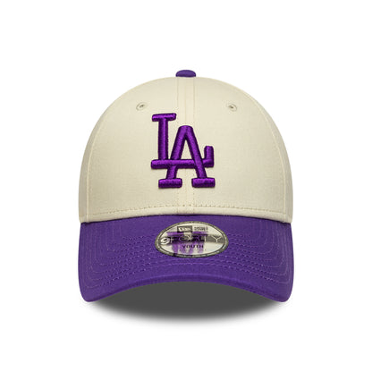 New Era Kinder 9FORTY L.A. Dodgers Baseball Cap - MLB League Essential - Cremefarben-Lila