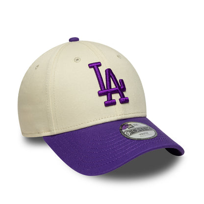 New Era Kinder 9FORTY L.A. Dodgers Baseball Cap - MLB League Essential - Cremefarben-Lila