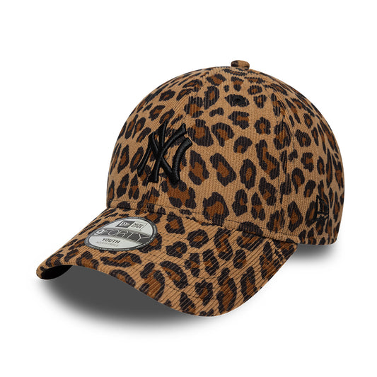 New Era Kinder 9FORTY New York Yankees Baseball Cap - MLB Leopard Cord - Kamel-Schwarz