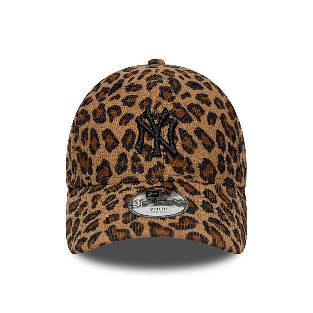 New Era Kinder 9FORTY New York Yankees Baseball Cap - MLB Leopard Cord - Kamel-Schwarz