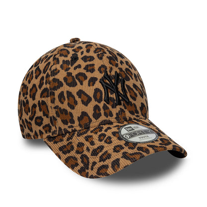 New Era Kinder 9FORTY New York Yankees Baseball Cap - MLB Leopard Cord - Kamel-Schwarz