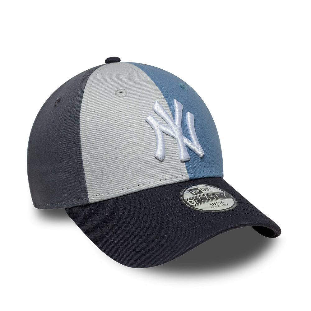 New Era Kinder 9FORTY New York Yankees Baseball Cap - MLB Colourblock - Schieferblau-Marineblau