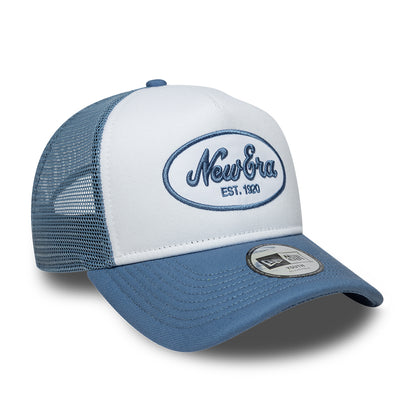New Era Kinder 9FORTY A-Frame Trucker Cap - Oval Patch - Eisblau-Schieferblau