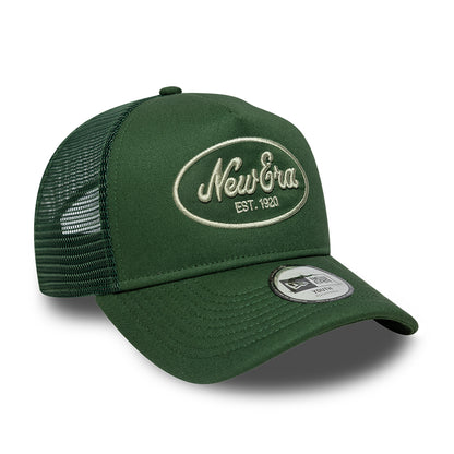 New Era Kinder 9FORTY A-Frame Trucker Cap - Oval Patch - Dunkelgrün-Helles Grün