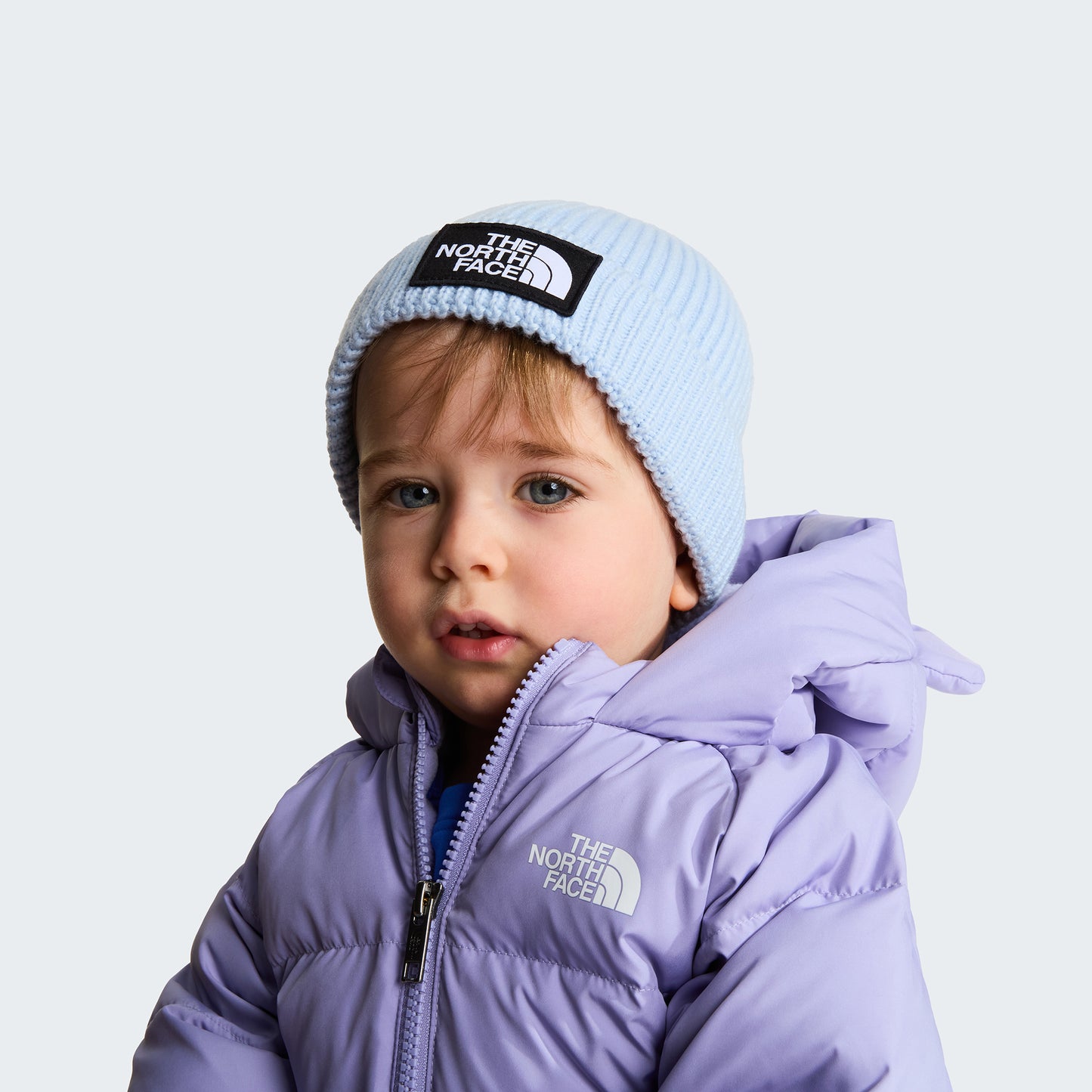 The North Face Baby TNF Box Logo Recycled mit Umschlag Beanie Mütze - Eisblau