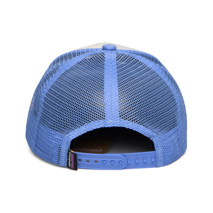 Patagonia Kinder P-6 Logo Trucker Cap aus organischer Baumwolle - Weiß-Ozeanblau