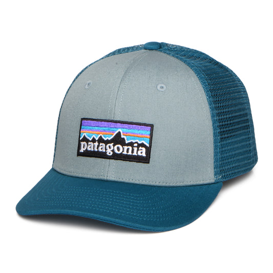 Patagonia Kinder P-6 Logo Trucker Cap aus organischer Baumwolle - Salbeigrün-Petrol
