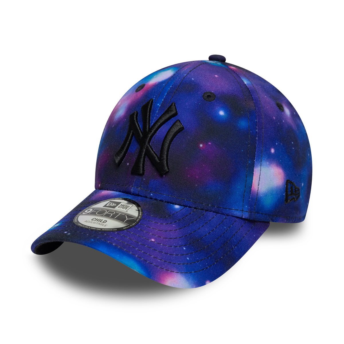New Era Kinder 9FORTY New York Yankees Baseball Cap - MLB Galaxy AOP - Lila-Schwarz