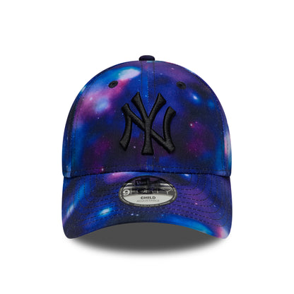New Era Kinder 9FORTY New York Yankees Baseball Cap - MLB Galaxy AOP - Lila-Schwarz