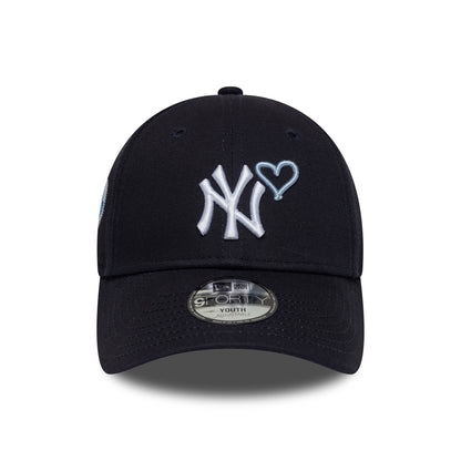 New Era Kinder 9FORTY New York Yankees Baseball Cap - MLB Heart Icon - Marineblau-Weiß